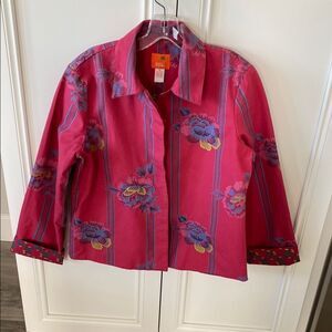 Hearts of Palm Embroidered Artsy 100% cotton jacket size 8